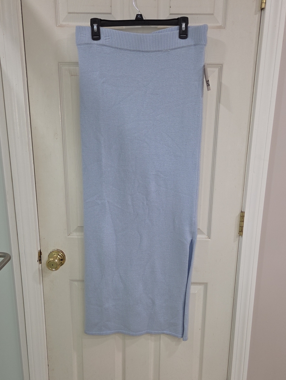 Sonoma Light Blue Knit Midi Skirt with Side Slit